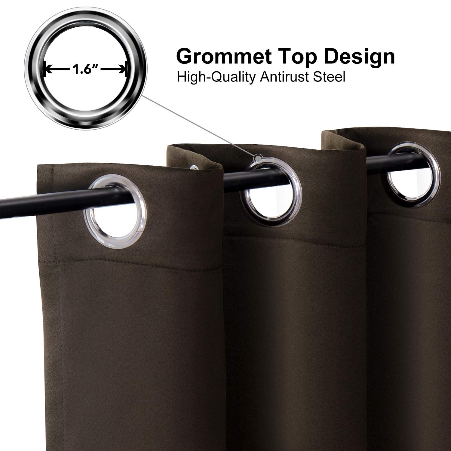 ChrisDowa grommet curtains with two panels provide flexible room coverage.