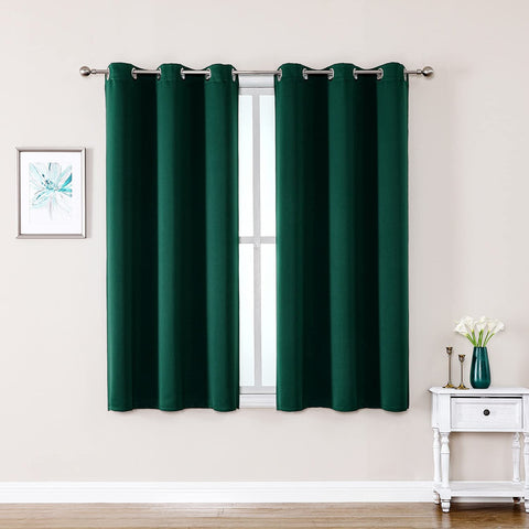 ChrisDowa Grommet curtains forest green closeup, soft fabric for a quiet evening.