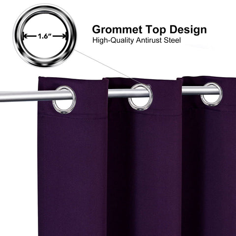 Close-up of ChrisDowa grommet curtains showing sturdy grommets for smooth operation.