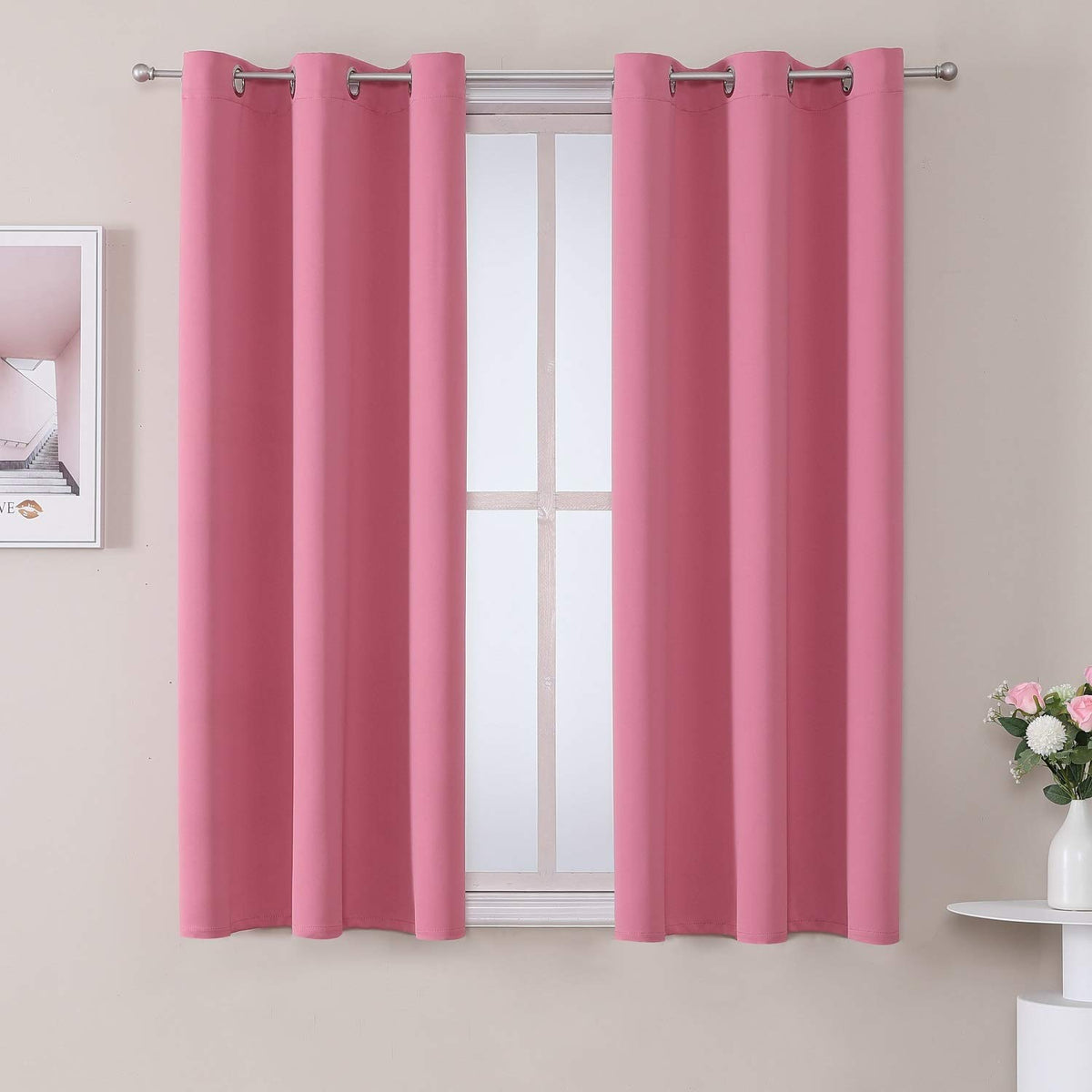ChrisDowa grommet curtains pink 2-panel set blocks light for a calmer bedroom