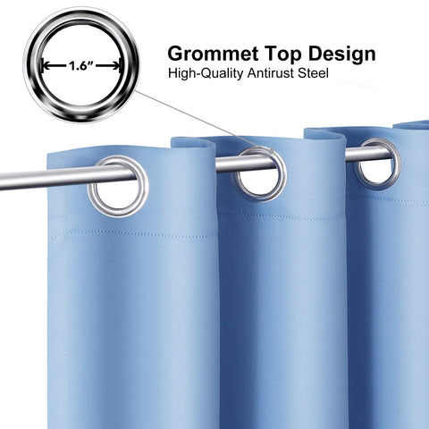 ChrisDowa sky-blue grommet curtain panel in living room for privacy