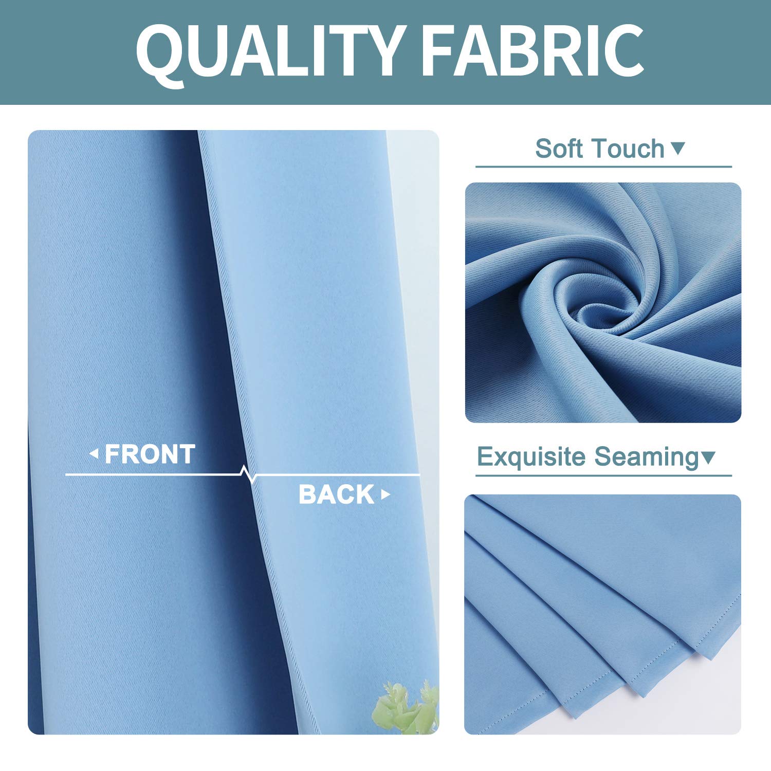 ChrisDowa sky-blue grommet curtain panel reducing glare in daytime