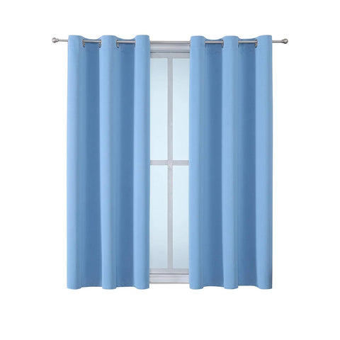 ChrisDowa sky-blue grommet curtain panel machine washable care