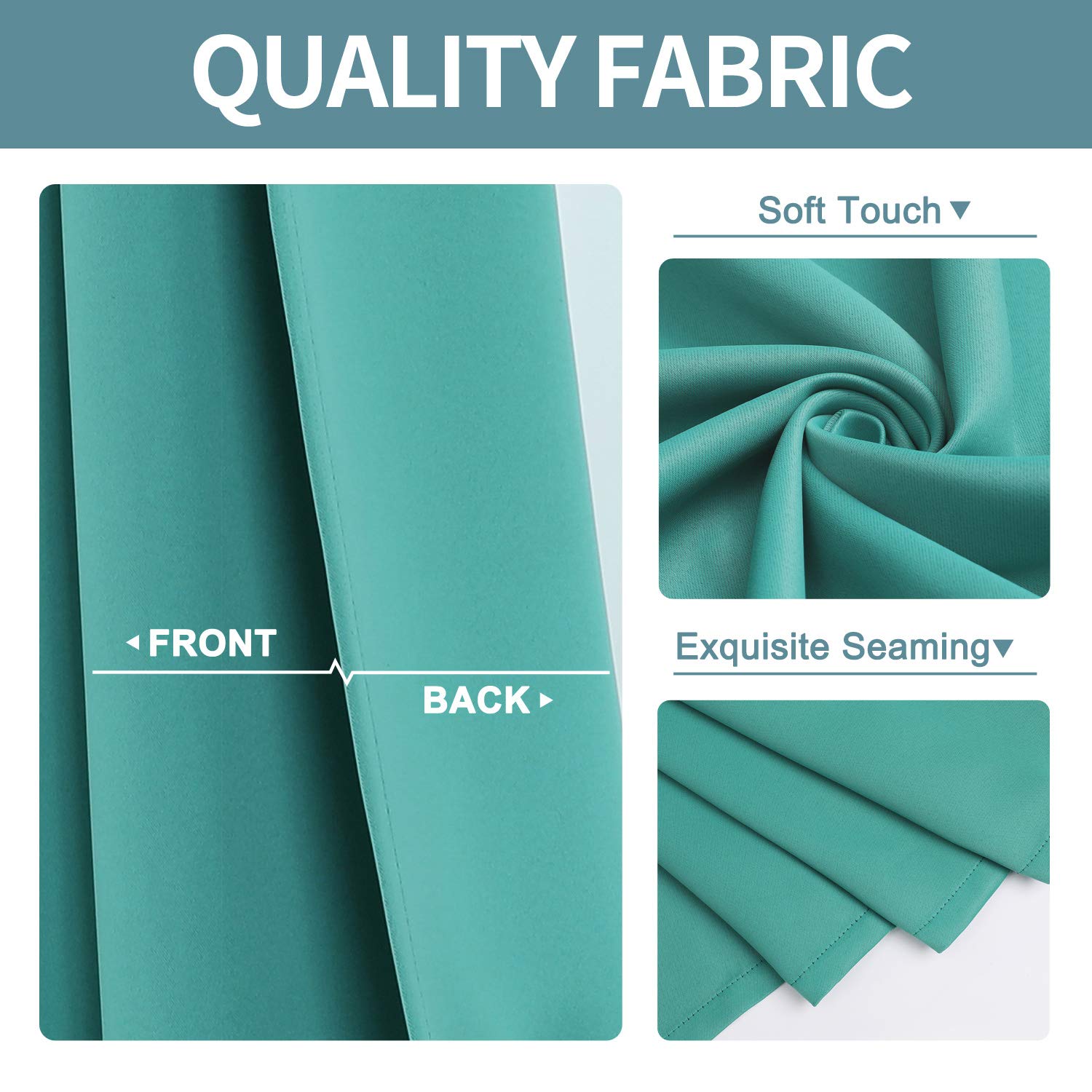 ChrisDowa light blocking curtains teal 42W x 63L block 90% of sunlight.
