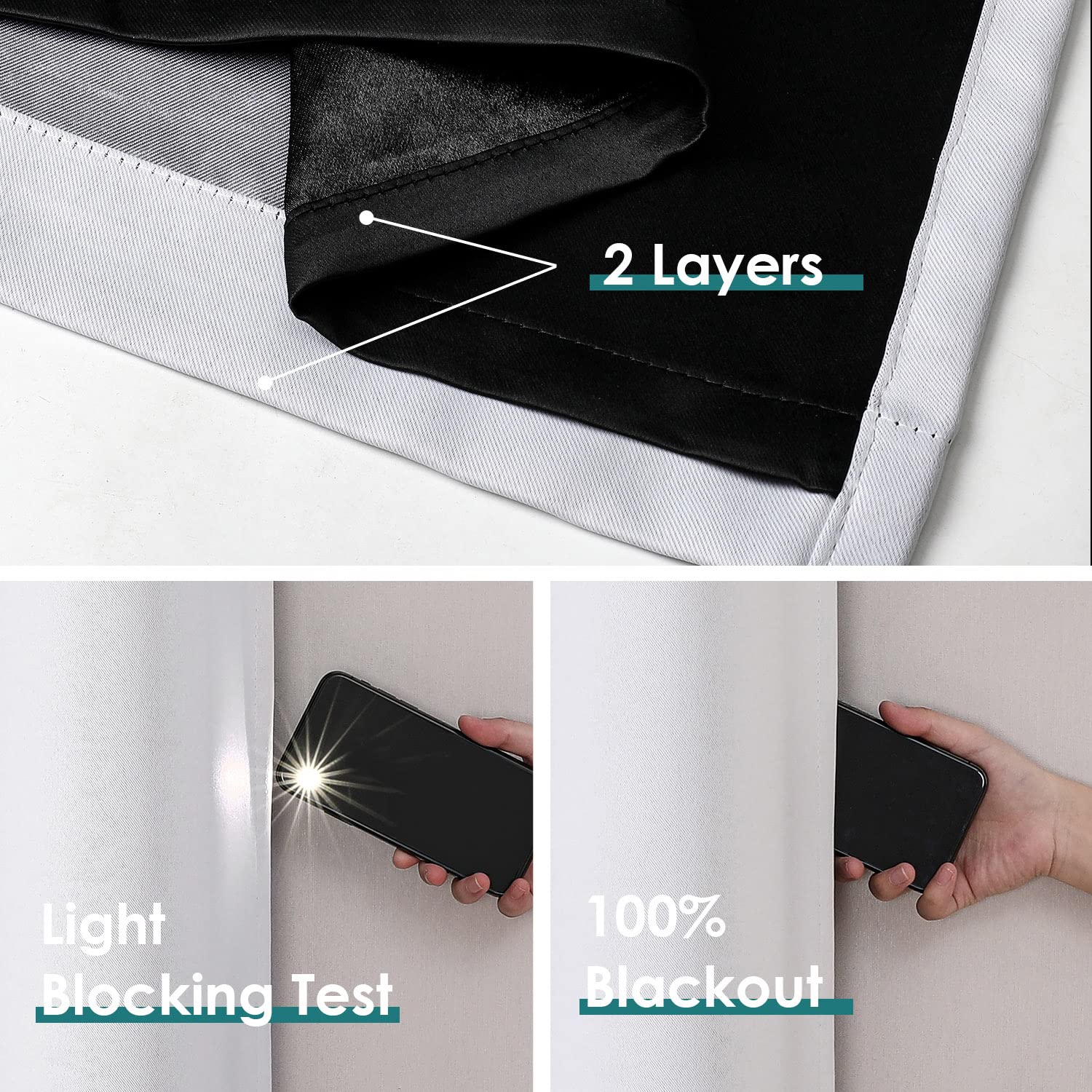 Six silver grommets on ChrisDowa curtains for easy sliding
