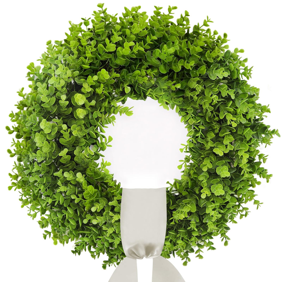ChrisXiao 20-inch boxwood wreath on front door with year‑round appeal