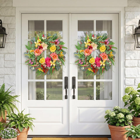 ChrisXiao porch entryway decor wreath adds versatile seasonal flair