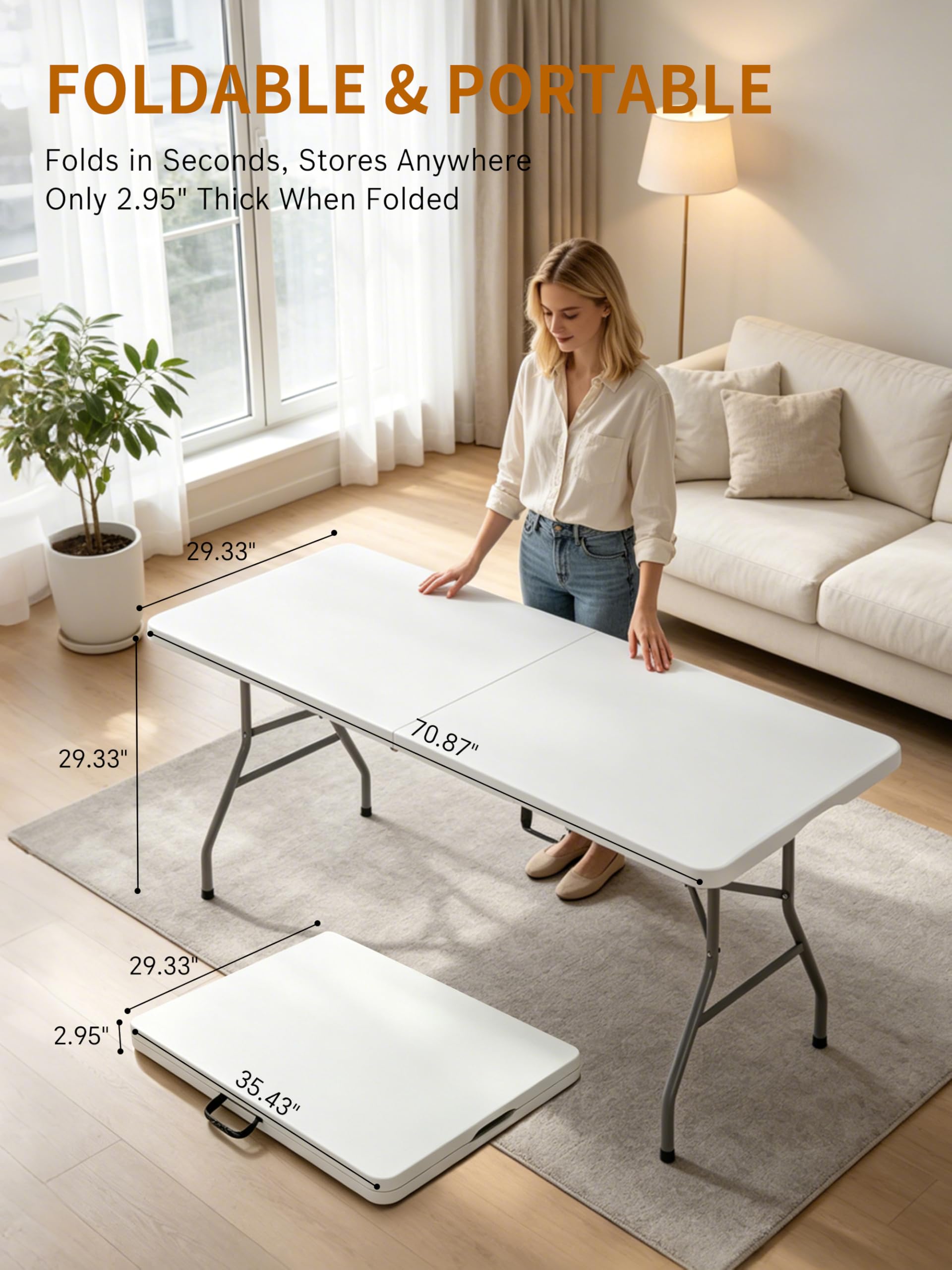 CHRONELLE folding table with auto-lock legs in action