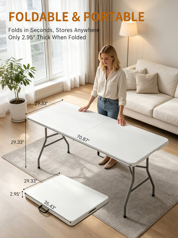 CHRONELLE folding table with auto-lock legs in action