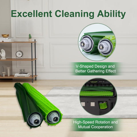 Chrostion dual rubber brushes for versatile flooring on s9 models.