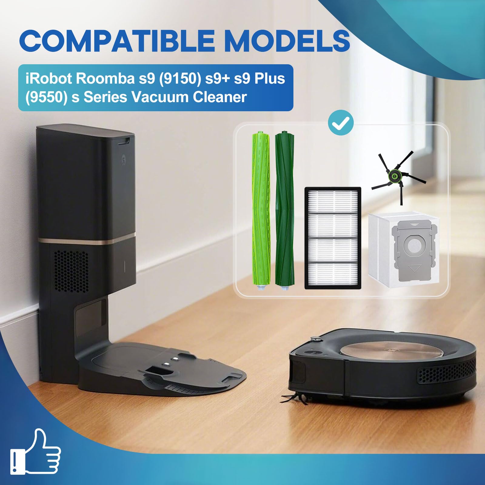 Chrostion Roomba s9 side brushes reach corners for thorough edge cleaning.