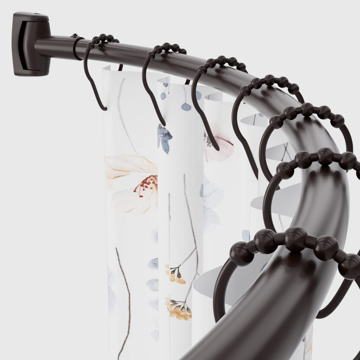 Chrsouly adjustable curved shower rod extending 42-72 inches for extra space