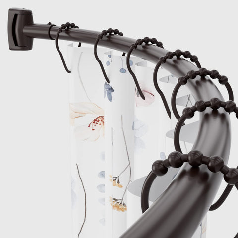 Chrsouly adjustable curved shower rod extending 42-72 inches for extra space