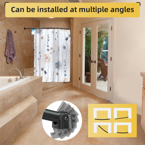 Chrsouly curved shower rod 180 degree bracket supports versatile mounting options.