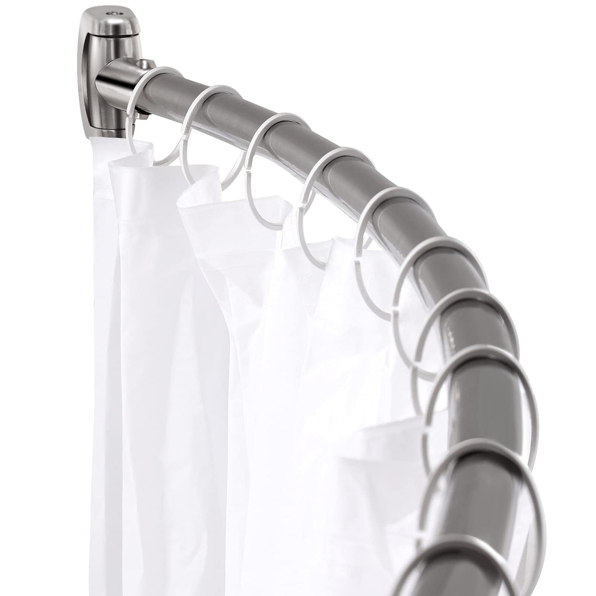 Chrsouly curved shower rod extends to 42–72 inches for extra elbow room.