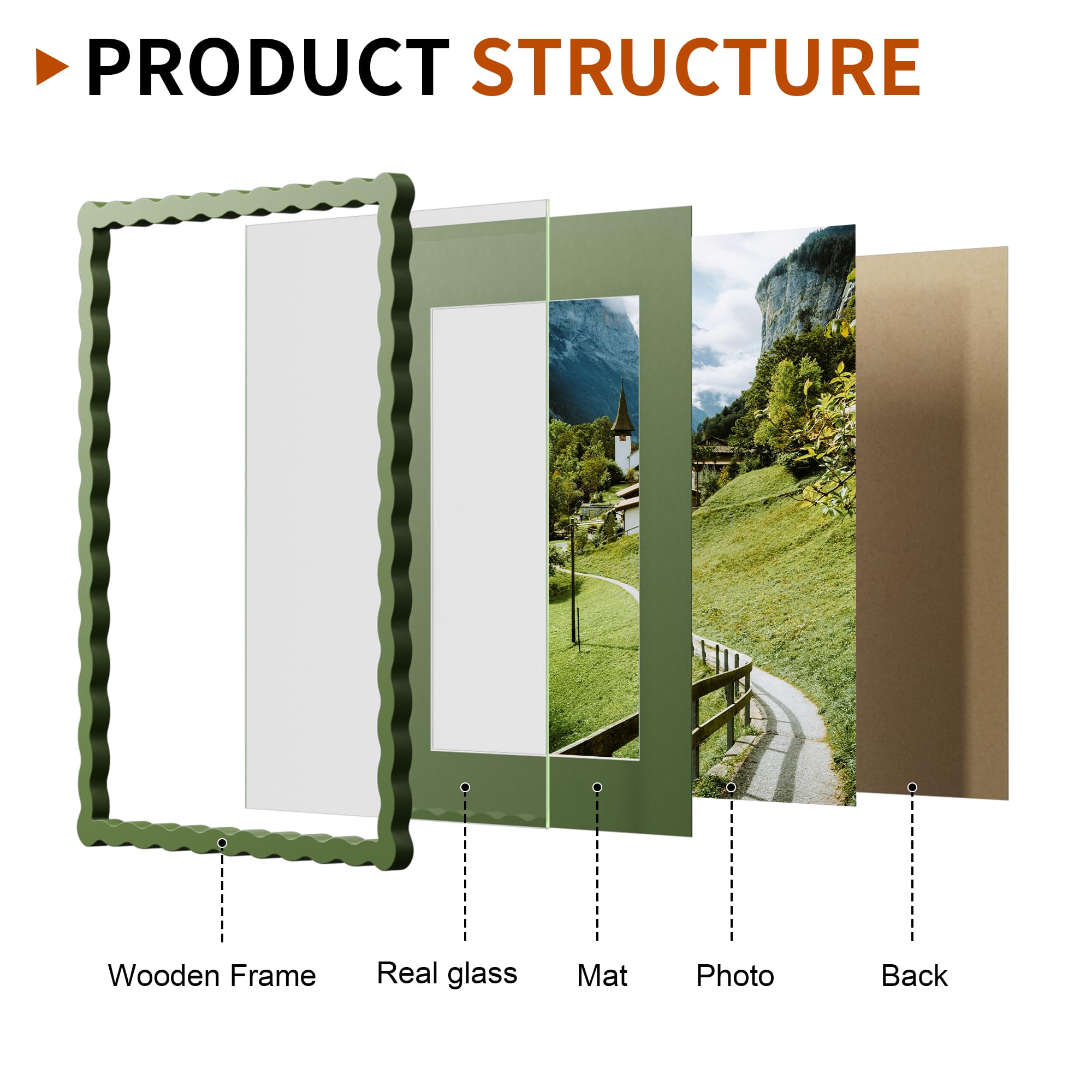 Chrspk 11x14 green frame real glass offers crystal-clear viewing