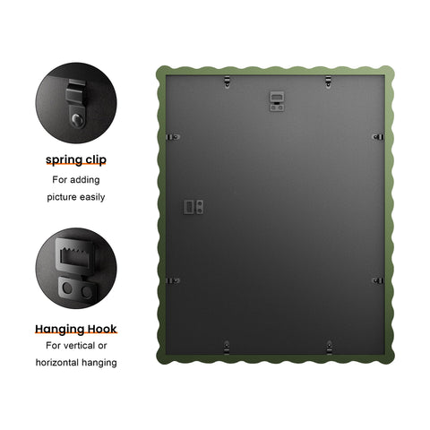 Chrspk 11x14 green wavy frame with mat demonstrates easy 8x10 photo fit