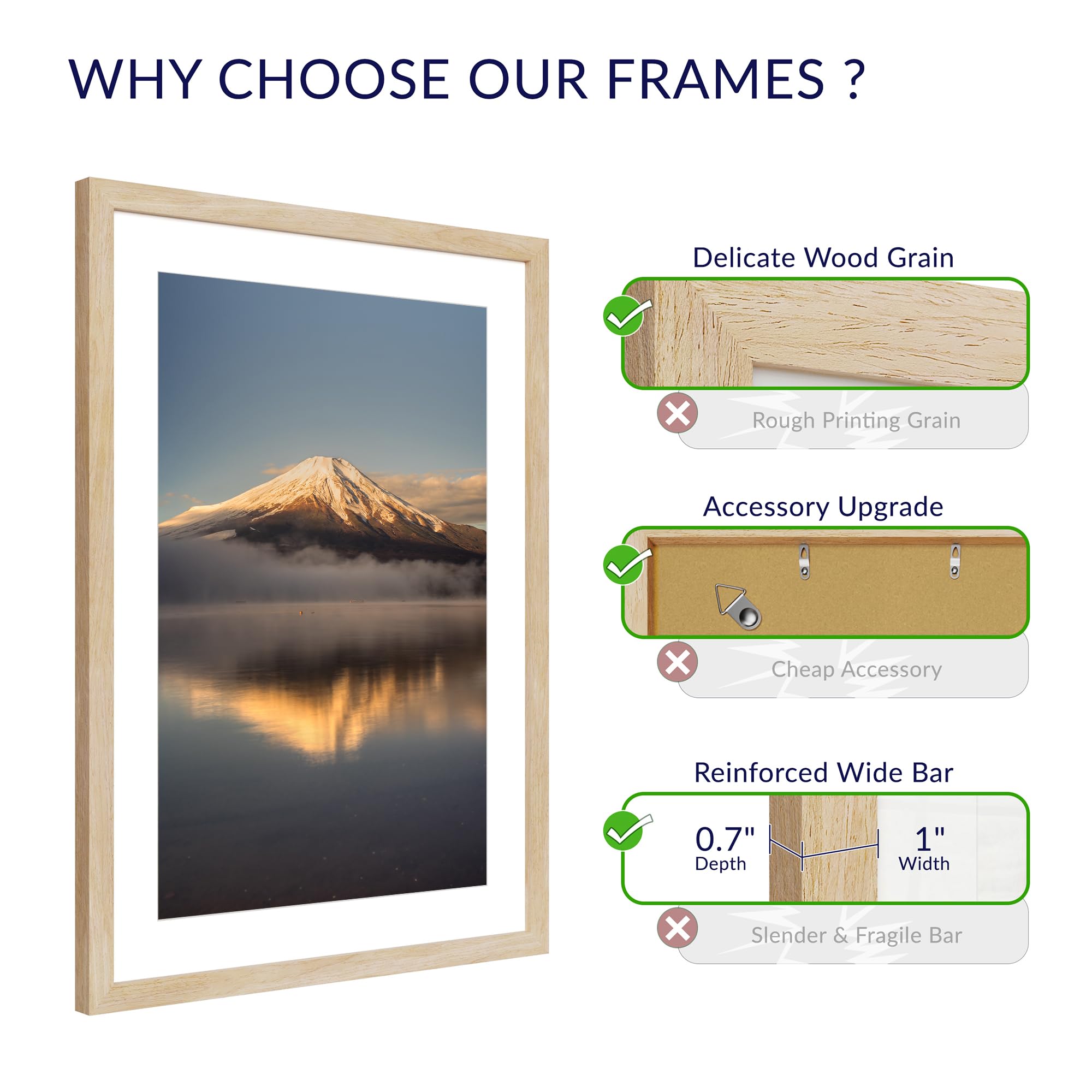 Chrspk 16x24 frame with mat in natural oak enhances poster depth