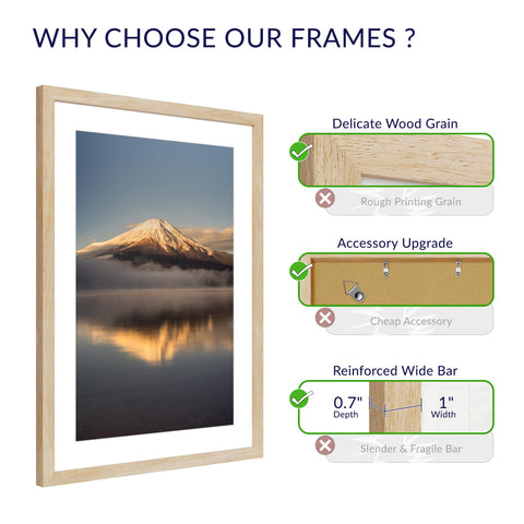 Chrspk 16x24 frame with mat in natural oak enhances poster depth