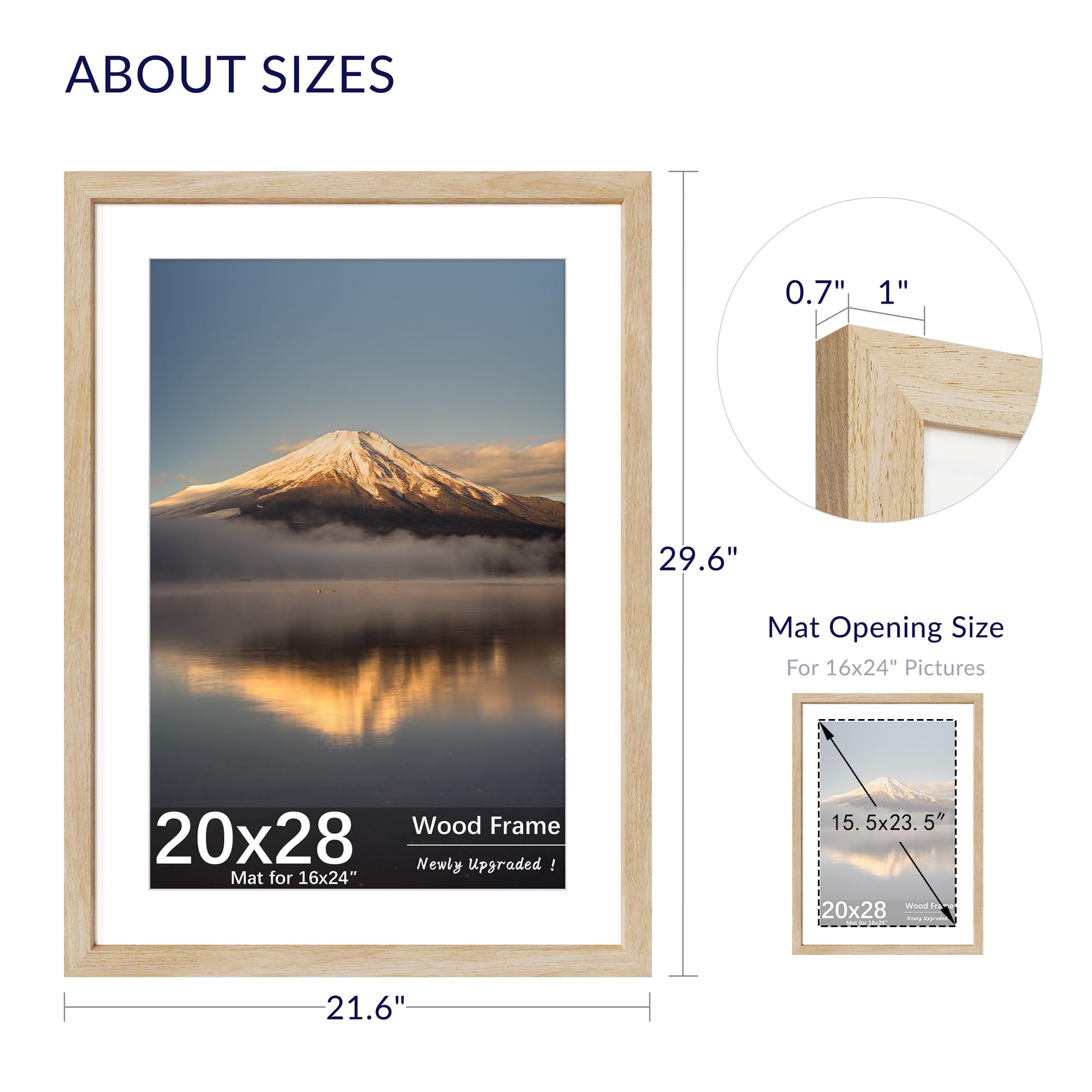 Chrspk 20X28 natural oak poster frame side profile showing slim modern silhouette