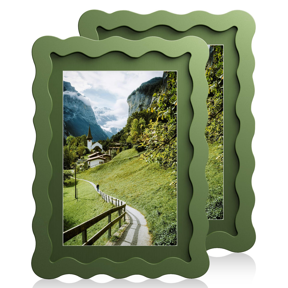 Chrspk 5x7 wavy frame with mat, front view, enhanced display of memories