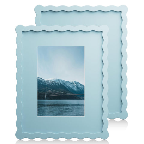 Chrspk 8x10 blue wavy frame front view with clear glass protection