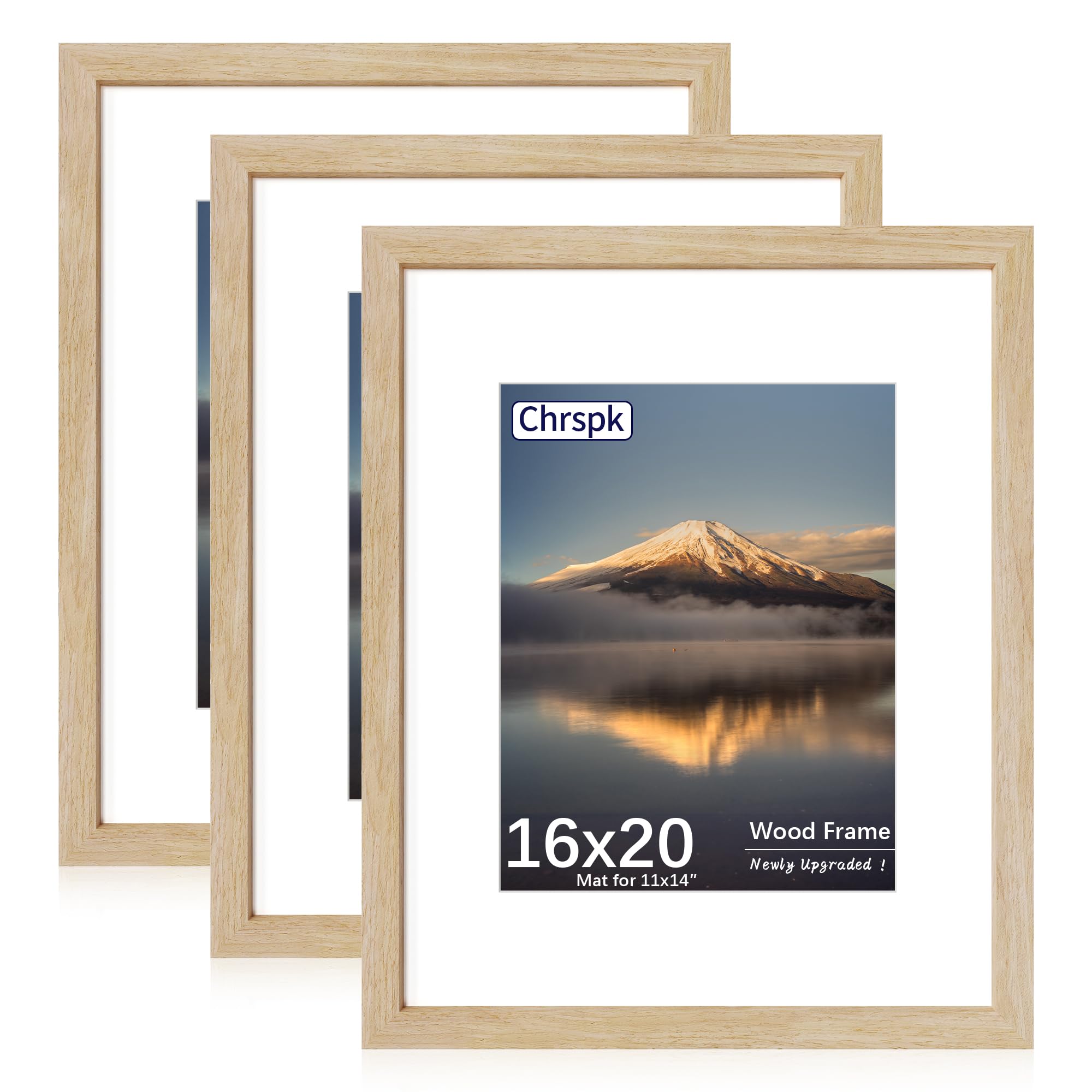 Chrspk natural oak 16x20 frame with mat showcases artwork with crystal clarity