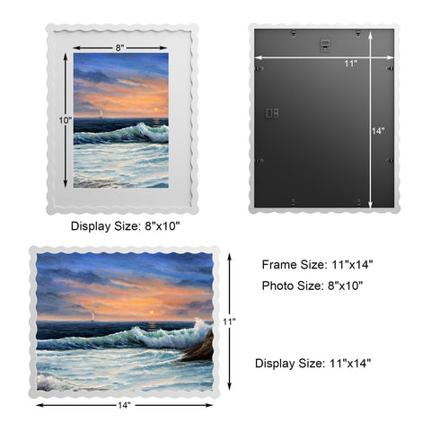 Chrspk wavy-edge frame with mat for 8x10 photos ready to hang