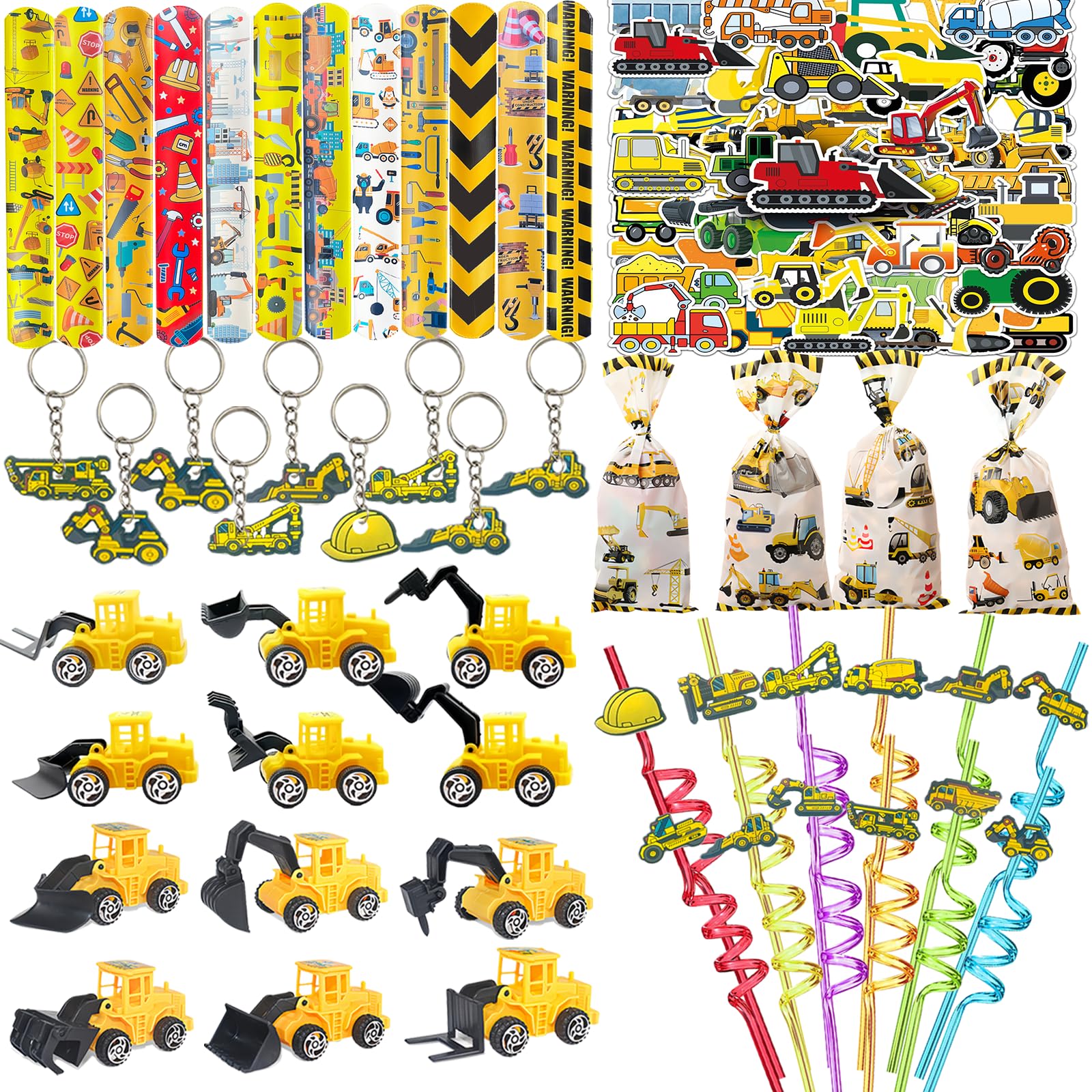 CHSLtmxq 122pcs construction party supplies for vibrant party decor and keepsakes.