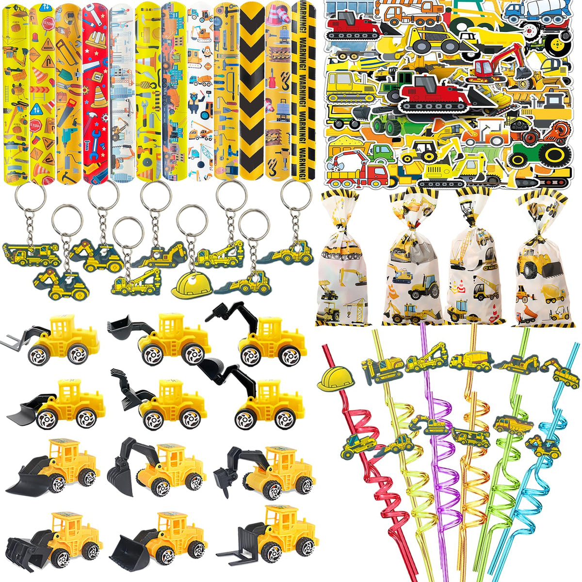 CHSLtmxq 122pcs construction party supplies for vibrant party decor and keepsakes.