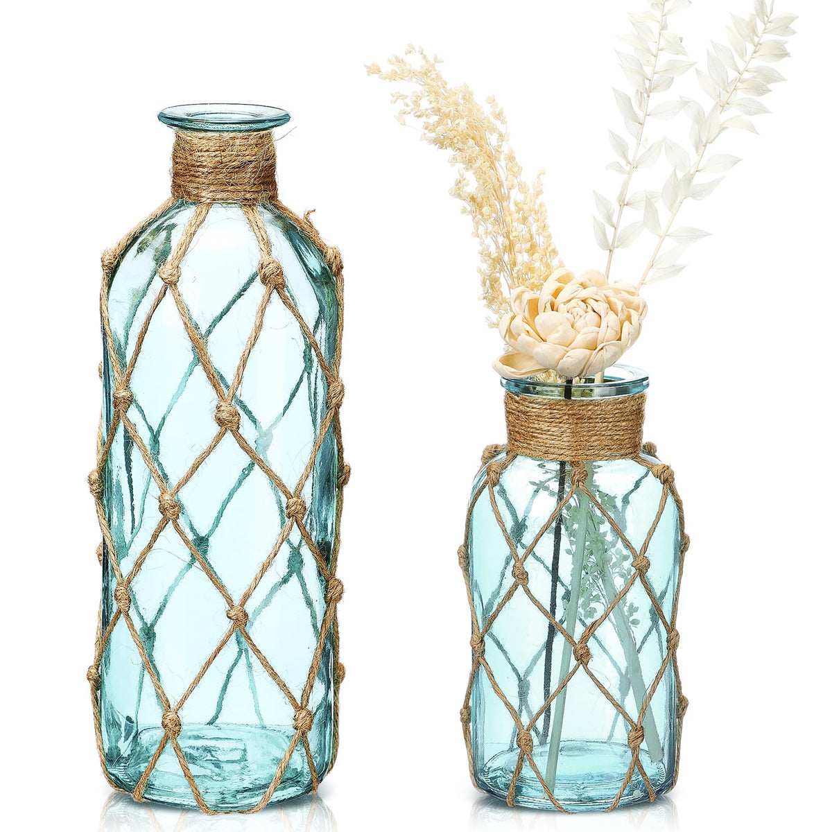 Chuangdi coastal vase set 2 light blue for elegant centerpieces.