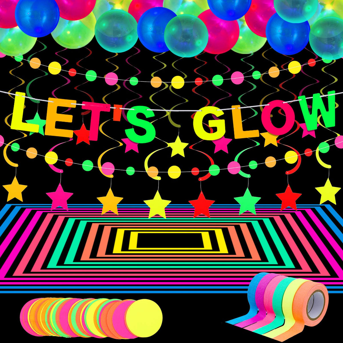 Chuangdi neon banner Lets Glow glows under UV light for a bold focal point