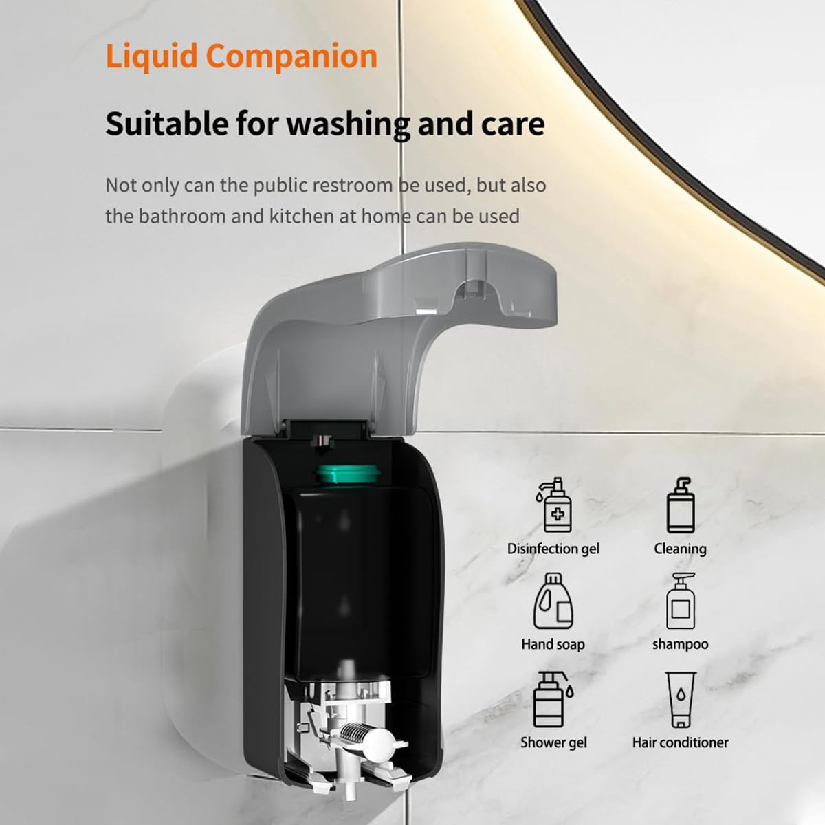 Semi-transparent black CHUANGDIAN dispenser displaying soap level.