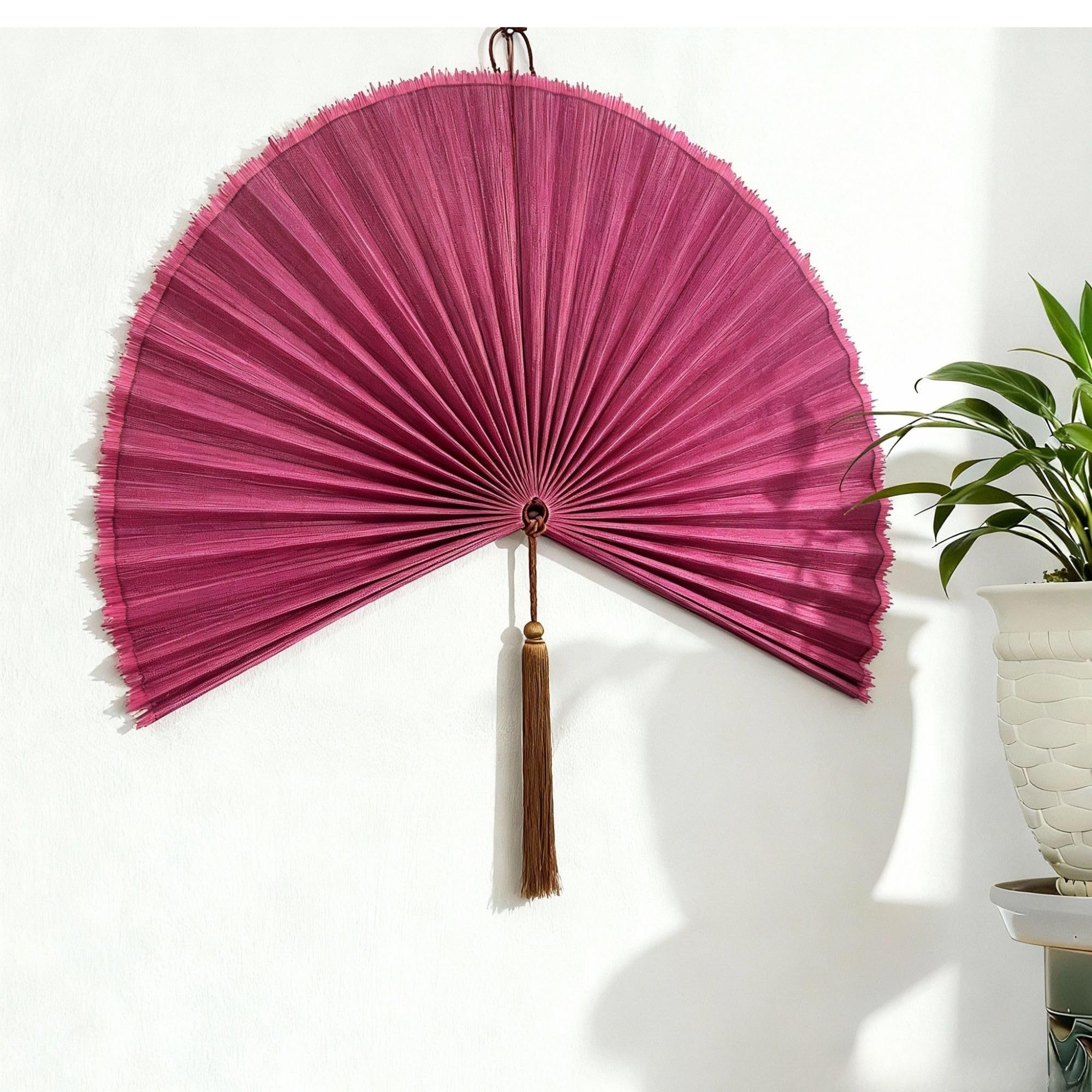 ChumDecor bamboo fan wall art 40inch, handcrafted centerpiece adds depth.