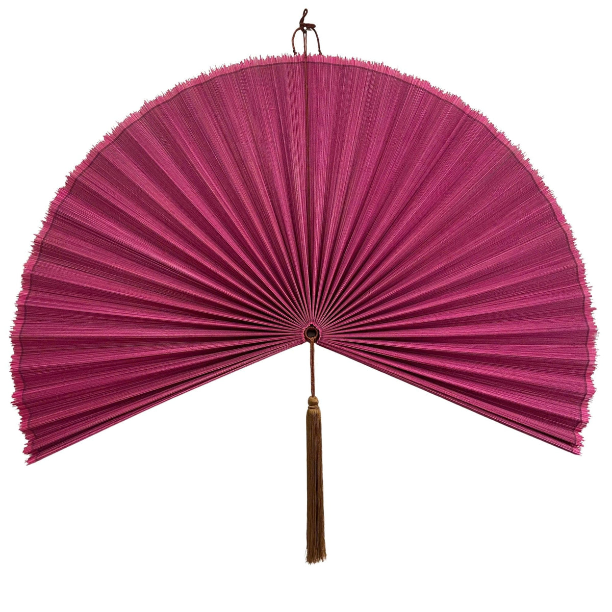ChumDecor bamboo fan wall art with pink finish boosts dramatic wall impact.