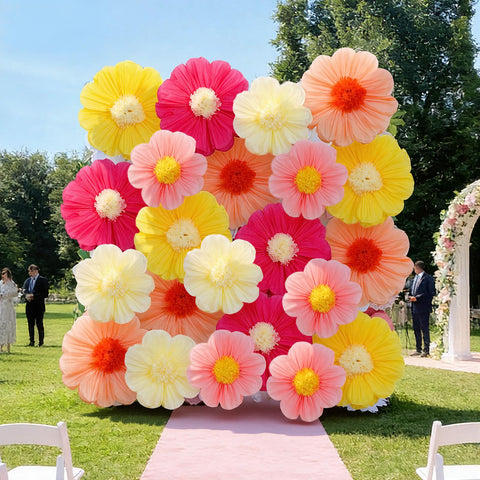 Chunful 24-inch pink tissue flower brightens tables and walls