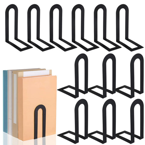 Chunful black modern metal book ends display a neat shelf collection