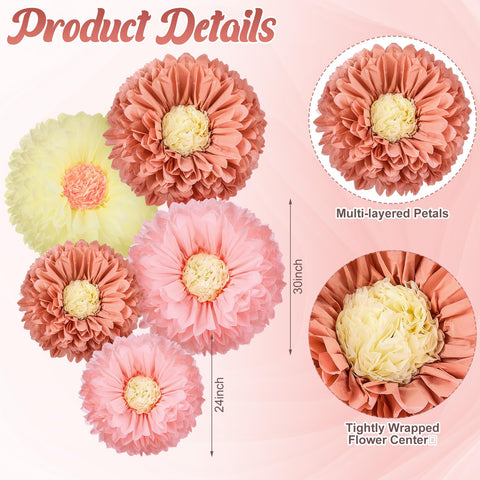 Chunful 30-inch Birch tissue flower for natural chic photo walls