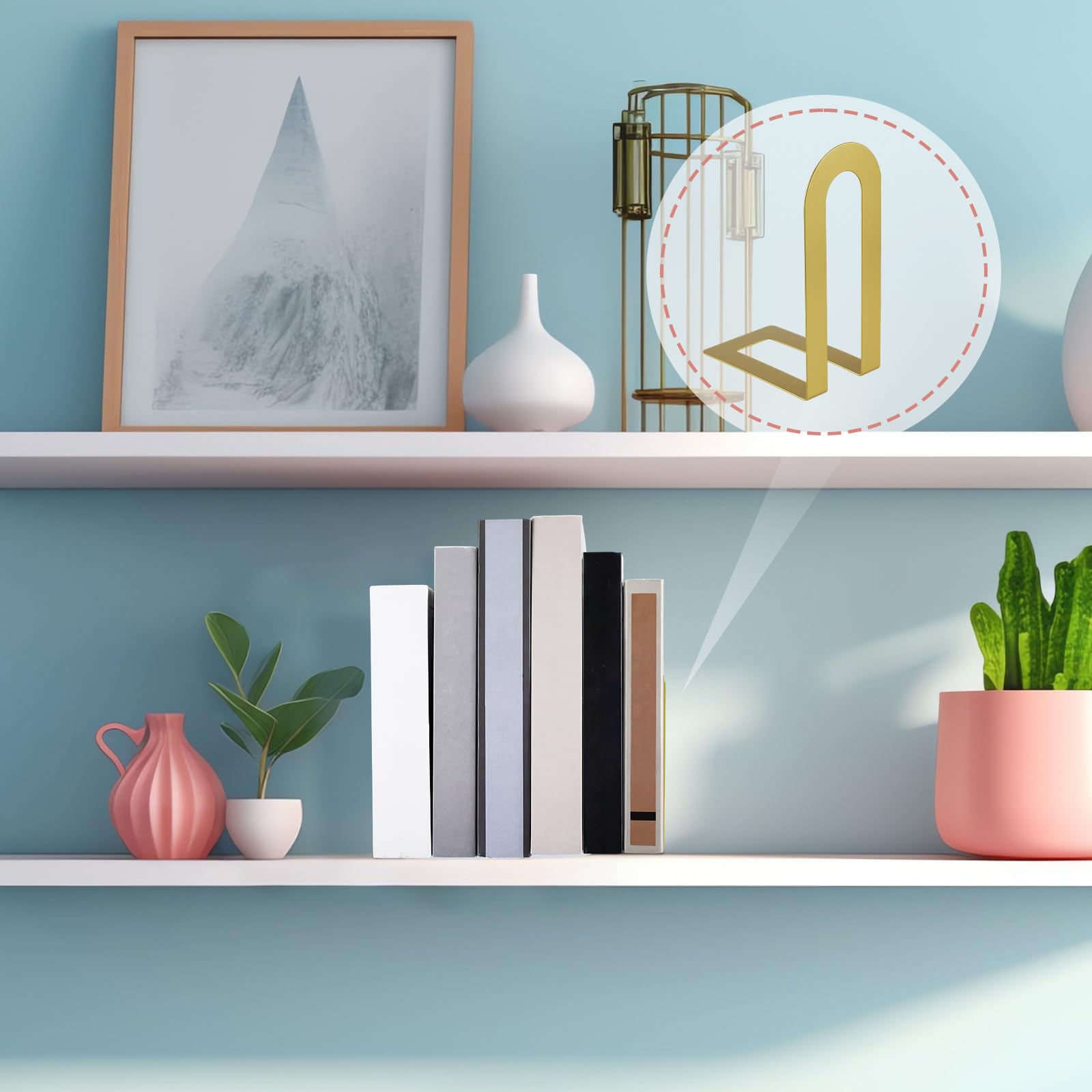 Chunful gold book ends ideal for home office and library use.