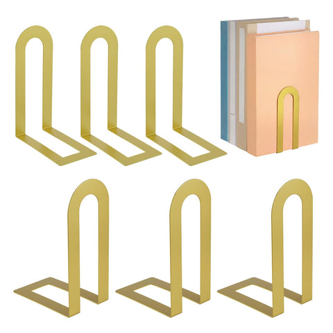Chunful gold book ends on a shelf keep books upright and accessible.