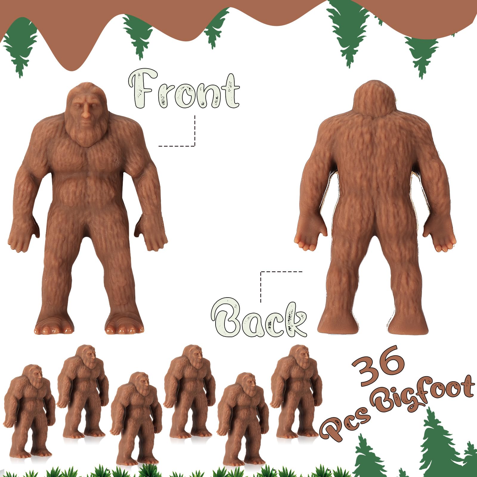 Chunful bulk Sasquatch figures display on shelves and mantels.