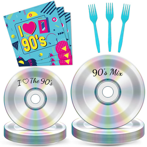 CHUNNIN 90s party plates and napkins set for quick cleanup after guests.