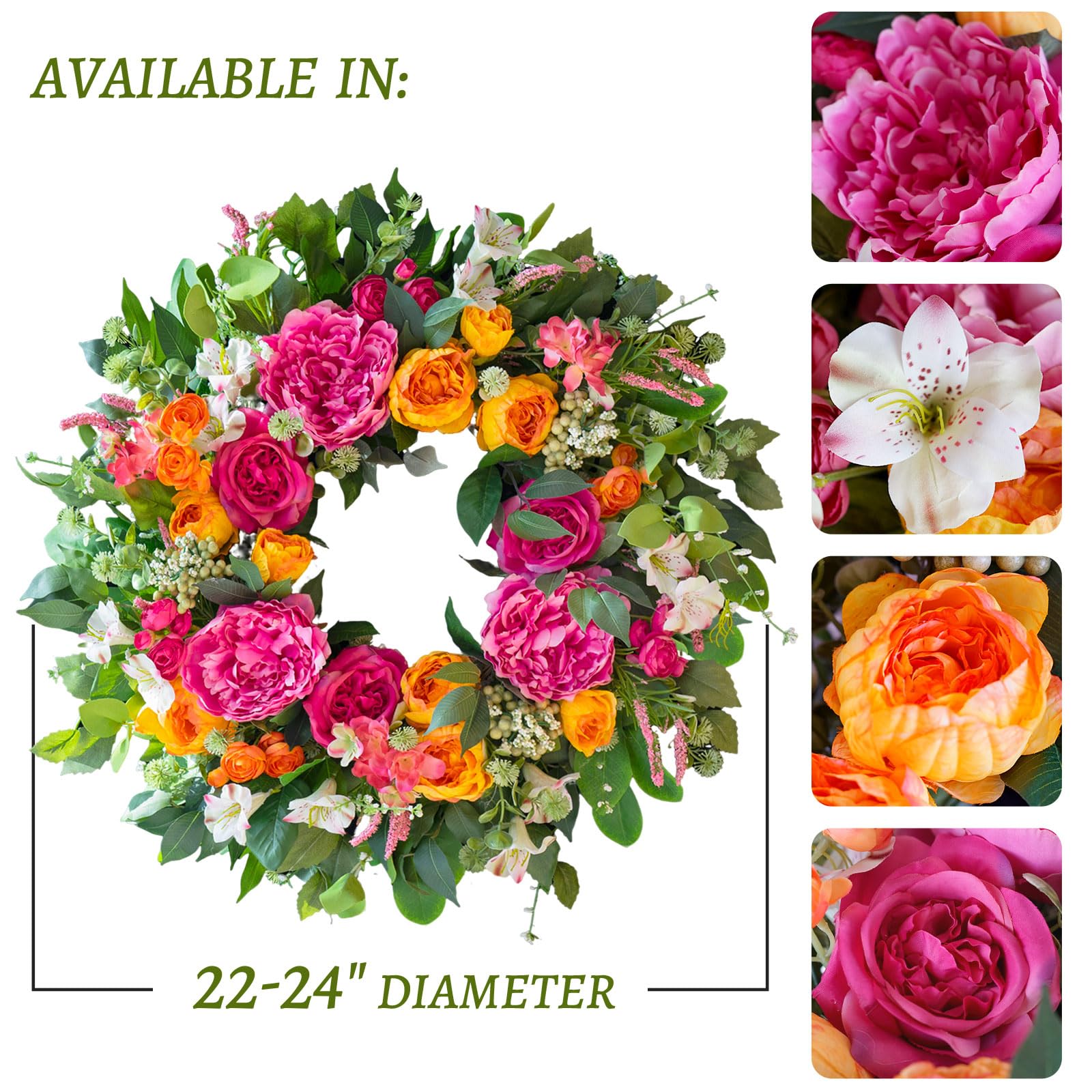 CHvista wreath on a grapevine base delivers a full, lifelike shape.