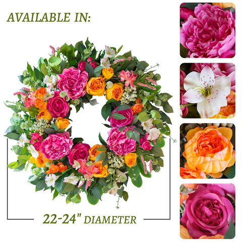 CHvista wreath on a grapevine base delivers a full, lifelike shape.
