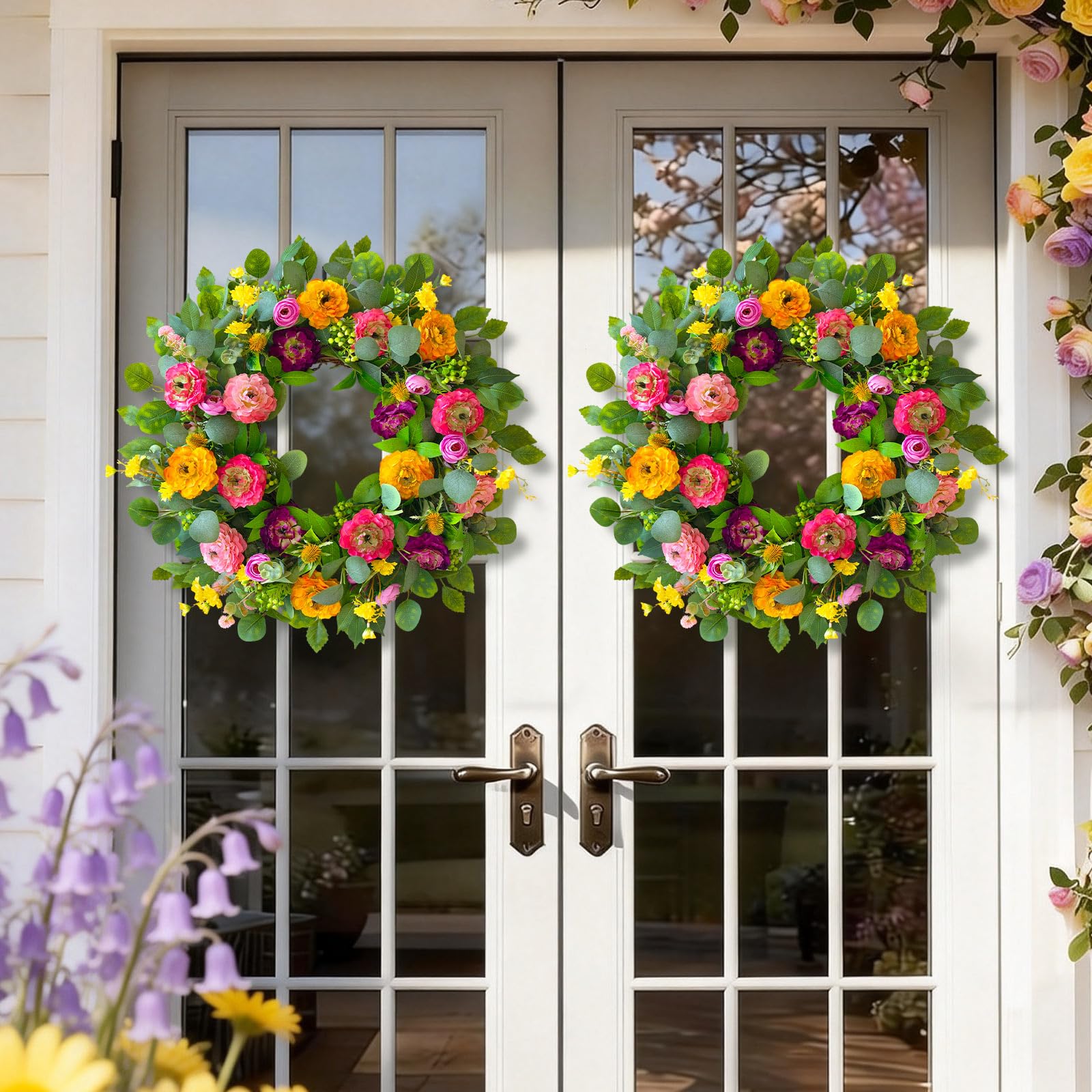 Close-up of CHvista handmade floral wreath showing crafted details and premium materials