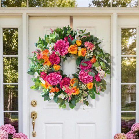 CHvista handmade wreath features layered silk blooms for premium realism.
