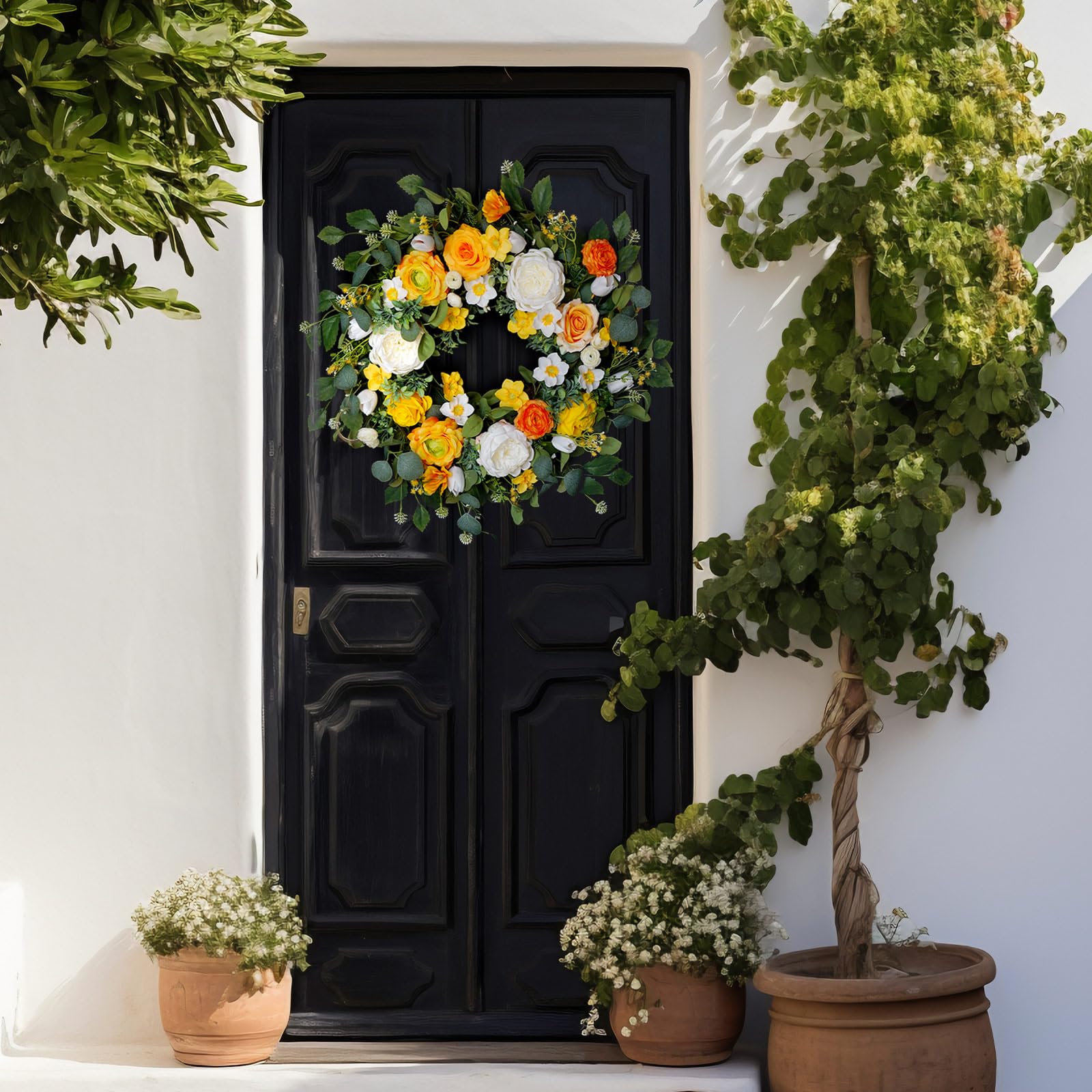 Versatile CHvista wreath suitable for porch, wall, or mantel.