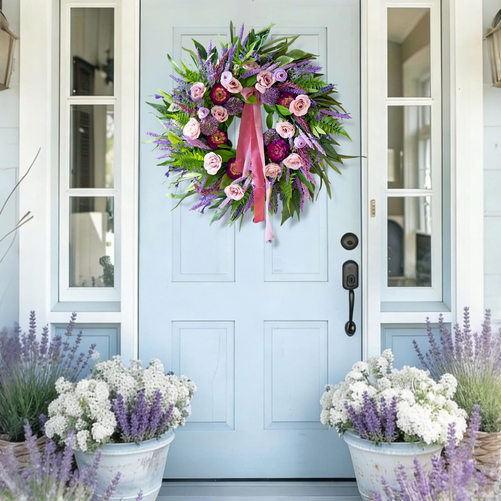 CHvista Lifelike Silk Flowers Wreath — natural look with fade-resistant materials