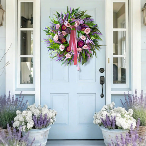 CHvista Lifelike Silk Flowers Wreath — natural look with fade-resistant materials
