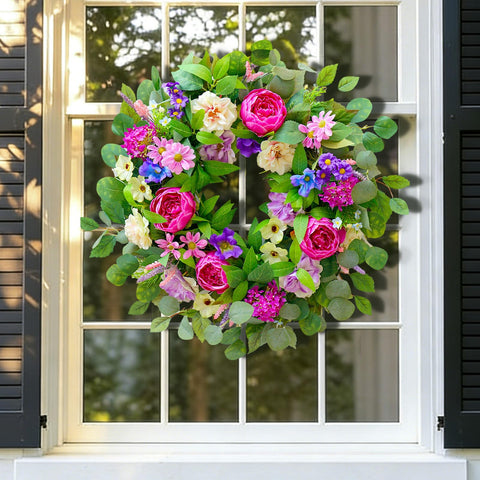 CHvista Wreath with roses adds warm entryway charm